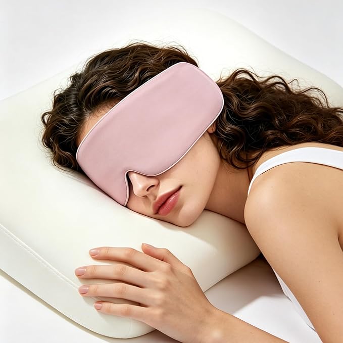 Sleep Mask for Side Sleepers – Ice Silk Cooling & Warm Double-Sided Eye Mask, 98% Blackout, Zero Pressure on Eyes, No Light Leaks, Soft Breathable Adjustable Night Blindfold for Women Men, All Seasons