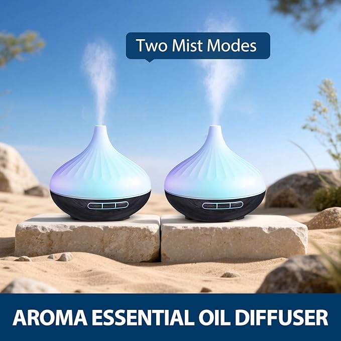 500 ML Diffuser for Home, Aroma Diffuser & 12 Essential Oils Set for Large Room, 14 Colour Changes, Timer and Auto-Off Function