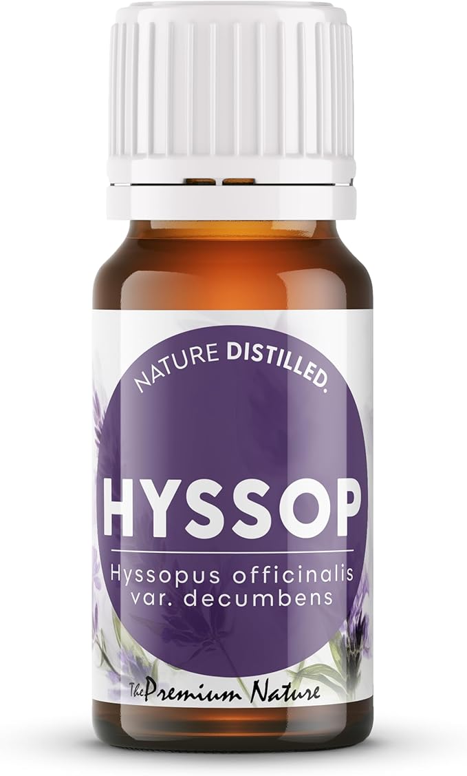 Organic Hyssop Essential Oil | 100% Pure & Natural Hyssopus officinalis Oil Fresh Herbaceous Aroma | for Diffuser, Candle Making & DIY Aromatherapy Blends, 0.34 fl oz