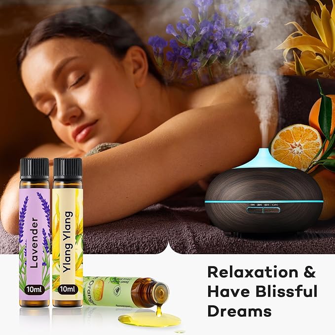 Umisleep High-Potency Essential Oils Set for Better Sleep & Relaxation - Lavender, Sweet Orange, Ylang-Ylang - Long-Lasting Essential Oils for Diffusers, Aromatherapy, Humidifiers - 3 x 10 ml Gift Set