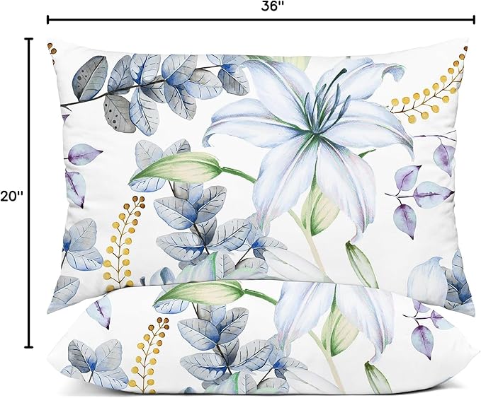 YIYEA King Size Pillow Cases Set of 2, Ultra Soft Double Brushed Microfiber Pillowcases King, Floral Bed Pillow Covers, Fade Resistant, Easy Slip-On (20"x36")