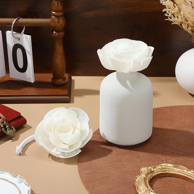 ABOOFAN 4Pcs Flower Diffuser with Cotton Wick, Sola Flowers Aroma Reed Diffuser Replacement for Essential Oil, Decorative Home Office Fragrance Accessories