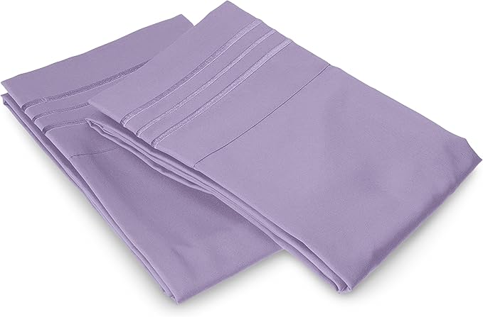 Elegant Comfort Luxury Ultra-Soft 2-Piece Pillowcase Set - 1500 Premium Hotel Quality Microfiber Double Brushed - Wrinkle Resistant, King Size, Lilac