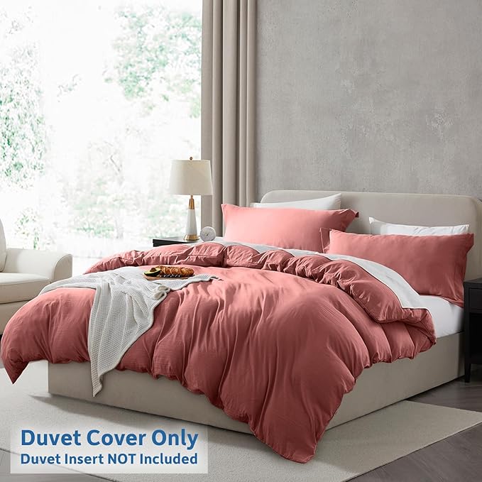 Nestl Pink Clay Duvet Cover Full Size - Soft Double Brushed Full Size Duvet Cover Set, 3 Piece, with Zipper Closure, 1 Duvet Cover 80x90 inches and 2 Pillow Shams