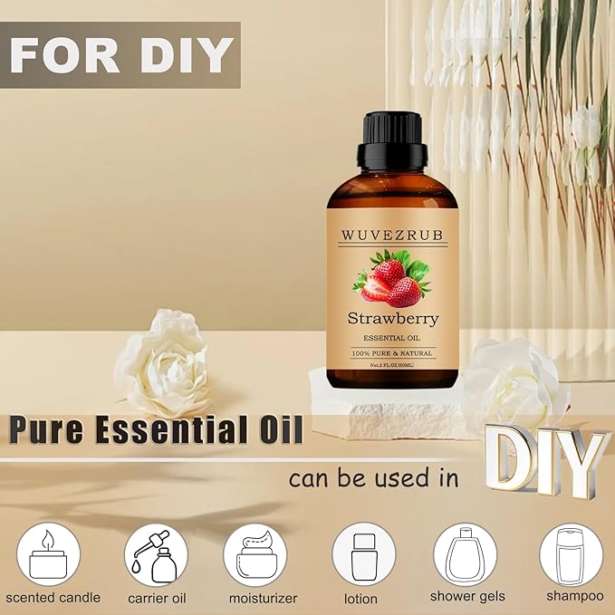 Strawberry Essential Oils, 60ML Pure and Natural Essential Oil for Aromatherapy Diffuser - Strawberry /2 Fl Oz