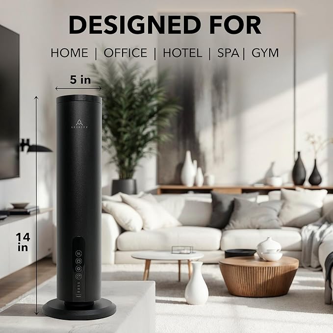 Breeze Wireless Scent Diffuser, Essential Oil Included – Bluetooth & App Control, 1200 Sq Ft Coverage, No Residue, Safe for Kids & Pets, Home, Office & Spa, Black