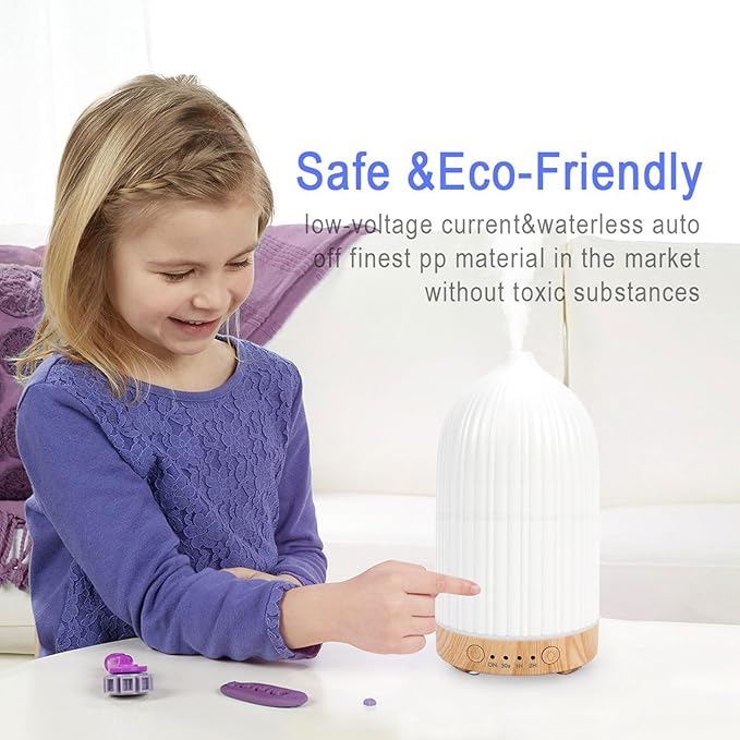 SUNGOOYUE 200ML Essential Oil Diffuser, Ultrasonic Aromatherapy Diffuser with 7 Color LED Lights and Auto Shut Off, for Bedroom Living Room Office Yoga Room
