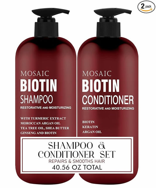 Biotin Volumizing Shampoo and Conditioner Set for Thinning Hair and Regrowth - Ultimate Anti Hair Loss, Thickening Growth Treatment Care for Men & Women