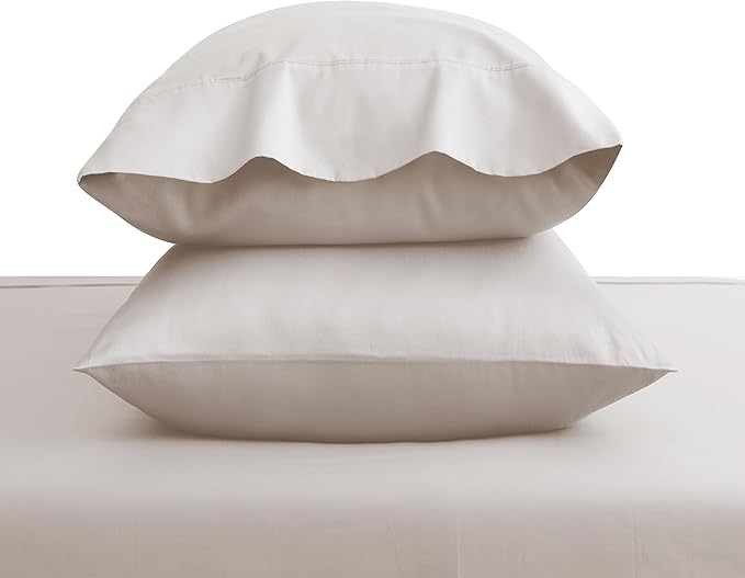 100% Egyptian Cotton Pillow Cases Set of 2, Standard Size 400 Thread Count Cooling Pillowcases, Soft and Breathable Pillow Covers with Envelope Closure, 20x26 Inches (Standard, Light Beige)