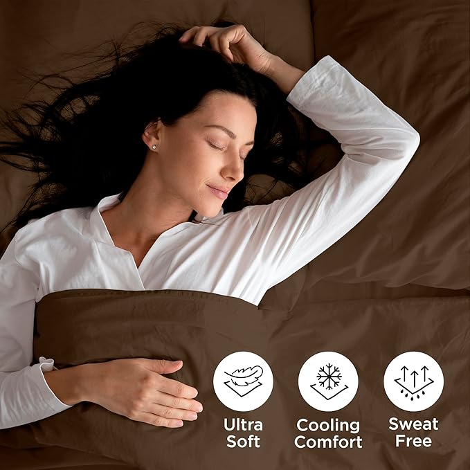 ROYALE LINENS 4 Piece Cal King Sheets Set - Soft Brushed 1800 Microfiber - 1 Fitted, 1 Flat Sheet, 2 Pillowcases - Wrinkle Free & Fade Resistant - Hotel Luxury Bed Sheets (Chocolate Brown, Cal King)