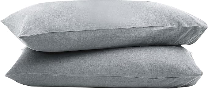 100% French Linen Pillowcase Set of 2, Breathable Envelope Closure Soft Linen Pillow Cover,Soft Luxury Hotel & Home Use, Gift
