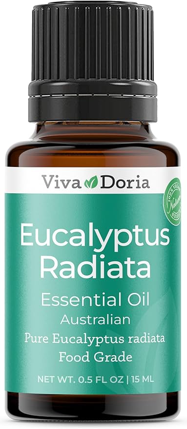 Viva Doria Eucalyptus Radiata Essential Oil, 100% Pure, Natural, Essential Oil, Australian Type, Undiluted, for Aromatherapy | Food Grade, 15 mL (0.5 Fluid Ounce)