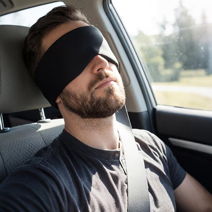 Silk Sleep Mask for Side Sleepers - Mulberry Silk Ultra Soft Light Blocking Eye Covers for Sleeping, Comfortable Eye Cover for Night Sleep Travel Airplane Home Sleepover Gift (Black)