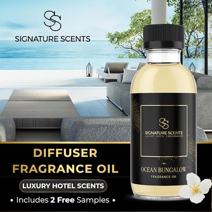 Signature Scents - Luxury Hotel Fragrances - Hotel Fragrance Oil - Diffuser Oil Blends for Aromatherapy (Ocean Bungalow) 4.05 Fl Oz (120ml)