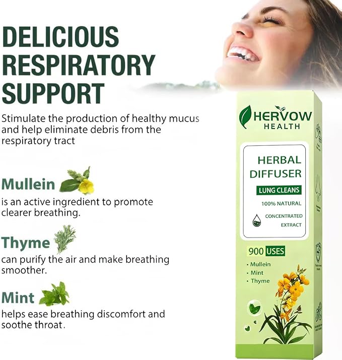 【HERVOW】 Portable Aromatherapy Diffuser for Essential Oils – 900 Uses Long Lasting, No Electricity, Natural Mint Lavender Chamomile, for Home Car Office Travel, Calming Air Freshener Gift