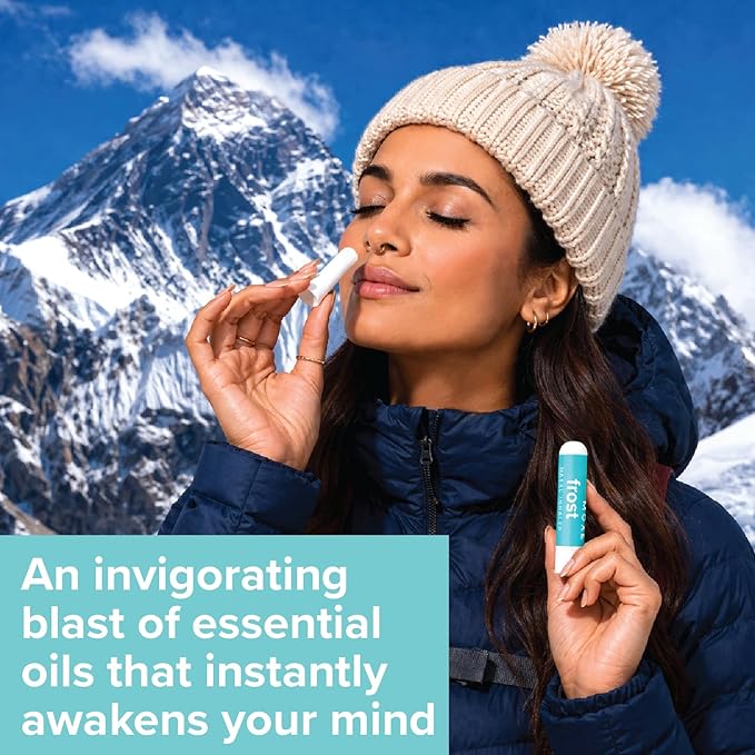 MOXE Frost - Energizing Aromatherapy Nasal Inhaler - Alleviate Headaches, Boost Focus & Energy - Cooling Sinus Blaster - Includes Peppermint, Eucalyptus, & Wintergreen Essential Oils - USA (1-Pack)
