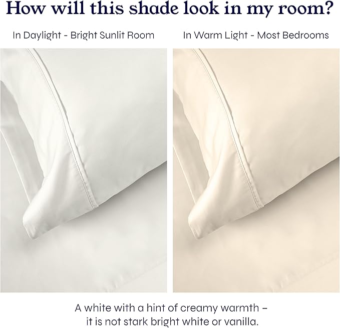 California Design Den 2-Pack Queen Sheet Set - 400 Thread Count 100% Cotton Sateen - Soft and Breathable Sheets, 2 Sets of Deep Pocket Bed Sheets - Ivory (Pale Tone)