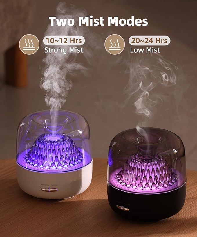 Small Essential Oil Diffuser for Home, Stylish Volcano Mountain View & Colorful Lighting, Aromatherapy Aroma Diffusers, Small Size for Personal Office Desk Bedroom Bathroom