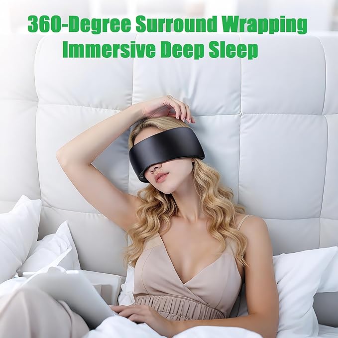 ANTETOKO®Integrated Soundproof Sleep Eye Mask for Men Women,100% Blocking Light 3D Contoured Sleeping Mask for Side Sleeper,Zero Pressure with Adjustable Headband for Night Sleeping,Work Nap