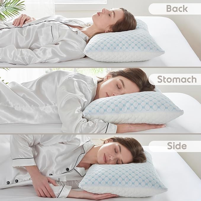 Nestl Cooling Pillow, Shredded Memory Foam Pillows King Size Set of 2, Gel Infused Cool Pillow, Adjustable King Size Pillow for Sleeping, Breathable King Pillow, Washable Removable Bed Pillow Cover