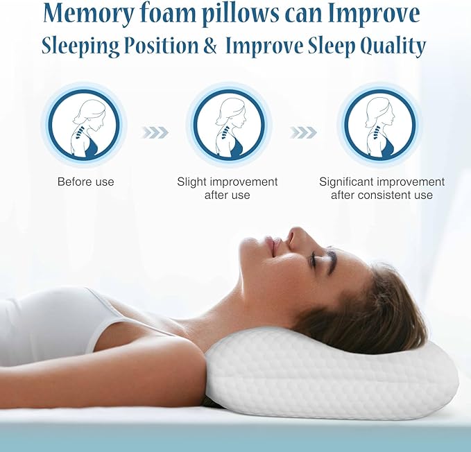 DUMOS Memory Foam Pillows for Sleeping 2 Pack, Bed Pillows for Adults with Washable Cover and Breathable Mesh, Gel Cooling Pillow for Back and Side Sleeper Support, White