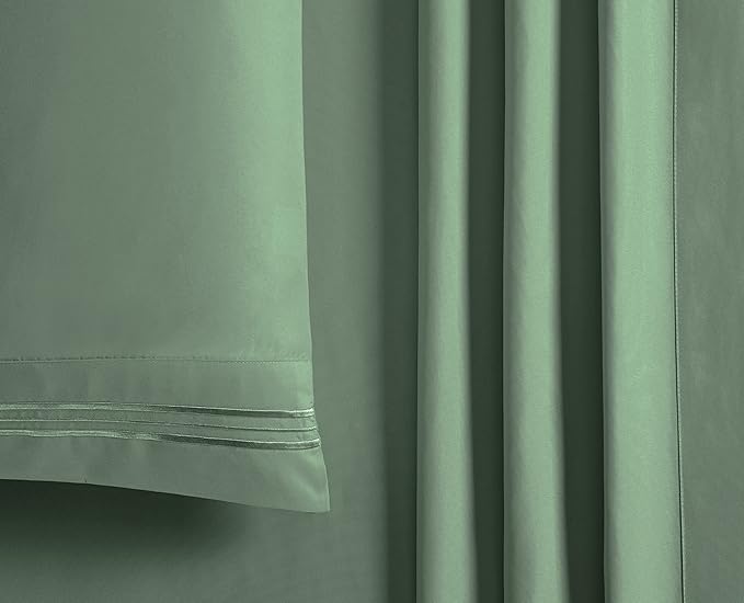 Manyshofu Microfiber Deep Pocket Twin Sheets Set - Hotel Luxury 1800 Thread Count Sheets & Pillowcases - Kids Bedding Set up to 16" Mattress - Sage Green Bed Sheets 10-16 Inch Deep Pockets - 3 Piece