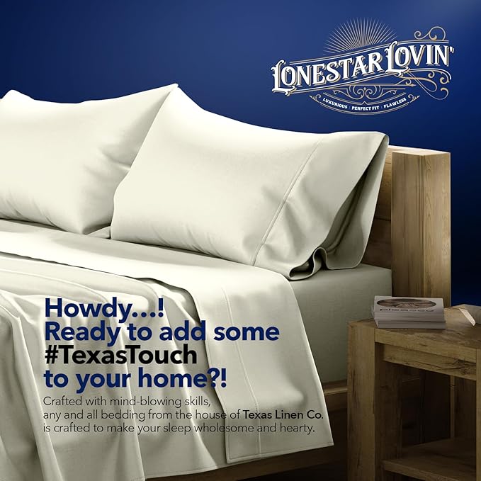 TEXAS LINEN CO. Luxury Egyptian Cotton King Sand Pillow Cases Set of 2-1000 Series Lonestar Lovin' Collection Pillowcases for Sleeping, Cooling Pillow Cover, Extra Long Staple Hotel Pillow Cases