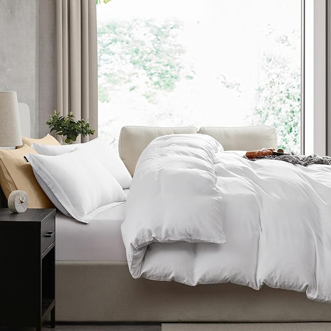 Nestl White Duvet Cover Full Size - Soft Double Brushed Full Size Duvet Cover Set, 3 Piece, with Zipper Closure, 1 Duvet Cover 80x90 inches and 2 Pillow Shams