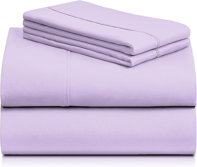LuxClub 4 PC California King Sheet Set, Breathable Luxury Bed Sheets, Deep Pockets 18" Wrinkle Free Cooling Sheets Machine Washable Hotel Bedding Silky Soft - Lavender Cal King