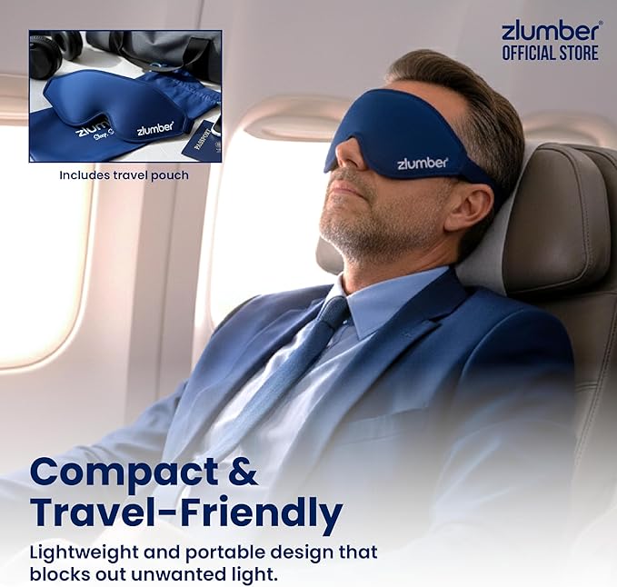 Zlumber Premium Eye Sleep Mask for Men & Women - 100% Blackout 3D Contoured Night Eye Mask for Sleeping, Travel Eye Mask & Side Sleeper Mask, Zero Eye Pressure, Adjustable