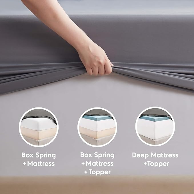 Nestl Extra Deep Pocket Queen Sheet Set - 6 Piece Breathable & Cooling Sheets - Hotel Luxury Bedding Set w/18-24 Inch Deep Pockets - Easy & Secure Fit - Super Soft, Wrinkle Free & Comfy - Dark Gray