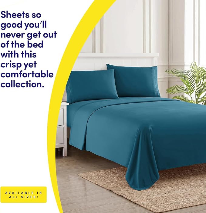 1500 Supreme Collection Full Sheet Sets Teal - Luxury Hotel Bed Sheets and Pillowcase Set for Full Mattress - Extra Soft, Elastic Corner Straps, Deep Pocket Sheets, Full Teal