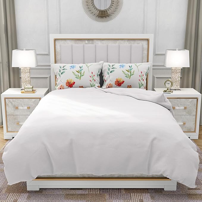 YIYEA King Size Pillow Cases Set of 2, Ultra Soft Double Brushed Microfiber Pillowcases King, Floral Bed Pillow Covers, Fade Resistant, Easy Slip-On (20"x36")