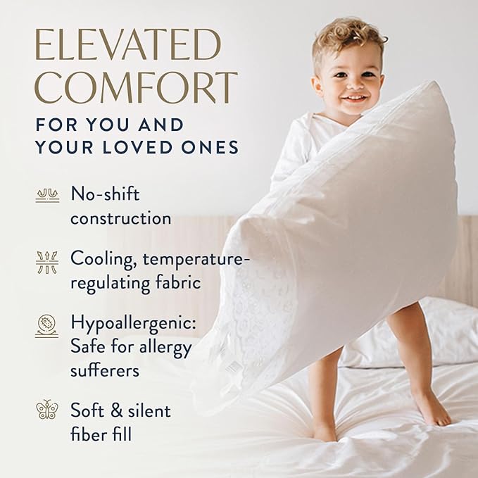 Digital Decor 100% Cotton Luxury Hotel Pillows King Size Set of 2, Cooling Hypoallergenic Down Alternative Bed Pillows for Sleeping, Medium Support for Side & Back Sleepers, Made in USA, 36" x 20"