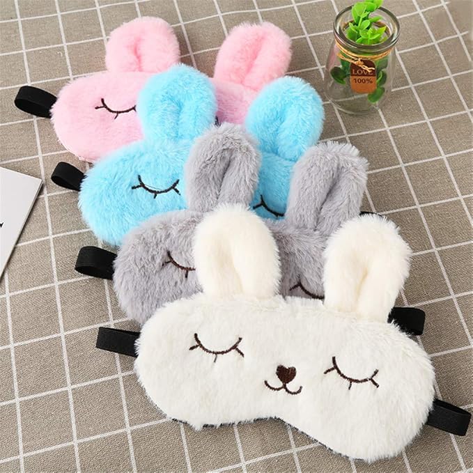 Cute Animal Sleeping Mask Soft Plush Blindfold Cute Rabbit Panda Koala Eye Cover Eyeshade for Kids Teens Girls Women (Pink)