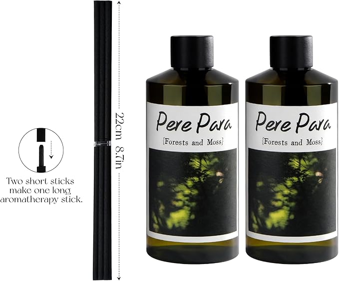 Forests and Moss Scent Premium Reed Diffuser Set - 2 Pack, 400ml /14.1 fl.oz Scented Oil with 6 Sticks | Long-Lasting Fragrance for Home & Office | Luxury Gift