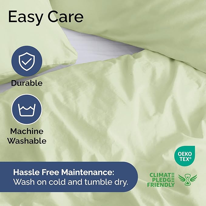 Duvet Cover Queen Size Set - Extra Soft Queen Duvet Cover 90" x 90" with 2 Pillow Shams - Hotel Luxury, Easy Care & Fade Free w/ Zipper Closures & Ties - Comfy, Cozy & Breathable (Light Sage Green)