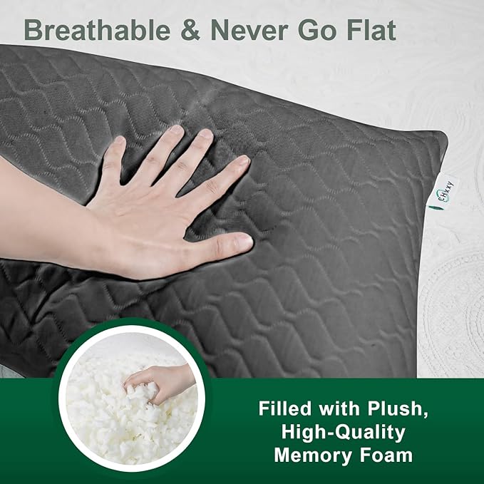 CHxxy Side Sleeper Pillow for Neck &Shoulder Reilef, Ergonomic Design Medium Firm Pillow, 2 packs Queen Size Bed Pillows for Sleeping, Cross Cut Memory Foam Pillows for Back, Stomach and Side Sleepers