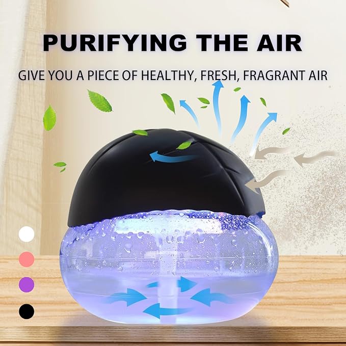 Air Aroma Diffuser - Colorful night light and soothing water flow sound - Suitable for children, pets and smokers - Suitable for home, office - 3 x 10 ml Essential Oil Aroma Freshener - White