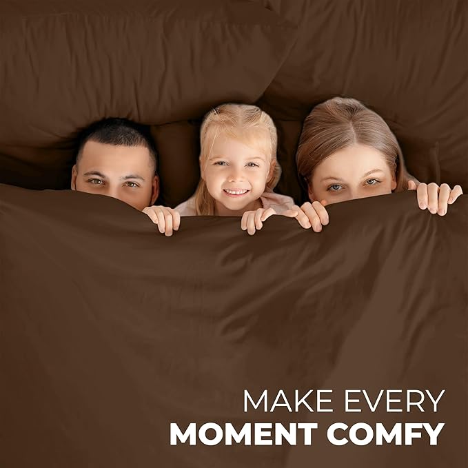 ROYALE LINENS 4 Piece Cal King Sheets Set - Soft Brushed 1800 Microfiber - 1 Fitted, 1 Flat Sheet, 2 Pillowcases - Wrinkle Free & Fade Resistant - Hotel Luxury Bed Sheets (Chocolate Brown, Cal King)