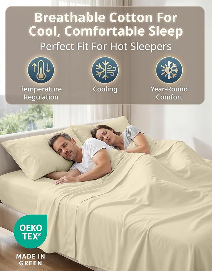 LANE LINEN California King Sheets Set - 600 Thread Count Premium Sateen Weave for Hotel Quality Luxury - Thick & Comfy 100% Cotton Sheets for Luxury Hotel Rooms - Oeko Tex Certified - Linen
