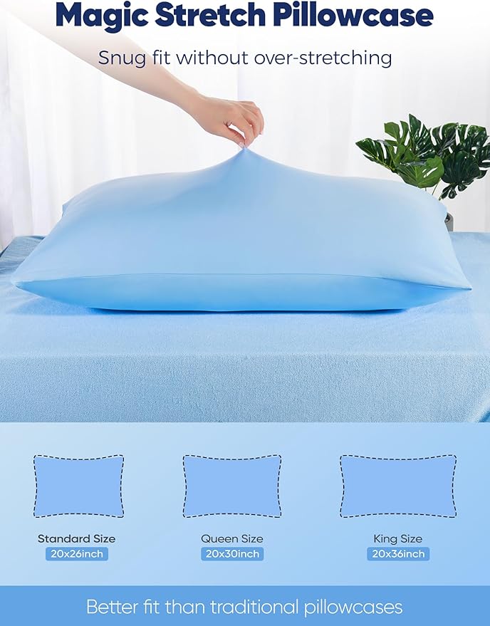 Avolare Cooling Pillow Cases Queen Size Set of 2,Arc-Chill 3.0 Cool Pillowcases for Hot Sleepers(Q-Max>0.5),Breathable&Stretchy Fabric,Softer Than Silk,Zipper Pillow Cases,Blue
