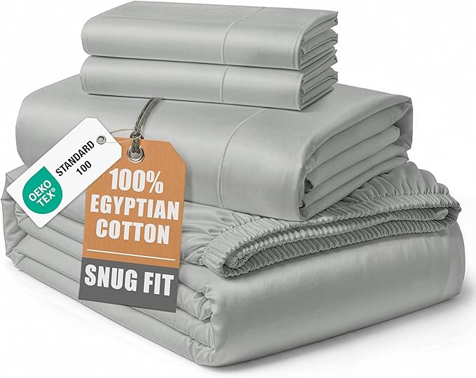 LANE LINEN 100% Egyptian Cotton Queen Sheet Set, Soft & Comfy Hotel Like Thick Fully Elasticized Mercerized Long Staple Cotton Sheet Queen Size Set, No Pill Fade Resistant Queen Sheets - Lime Stone