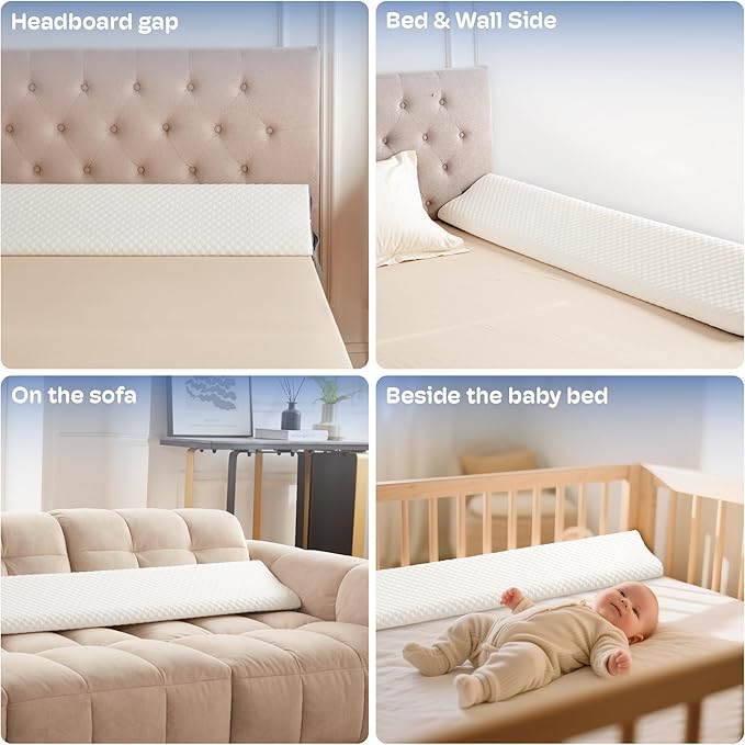 Simpledad King Size Wedge Pillow Headboard for Bed Gap Filler, Bed Wedge Pillow for Headboard Gap (0-8") Ergonomic Mattress Wedge Gap Filler for Stop Pillows, Phones & Items Falling Down(76"X10"X6")