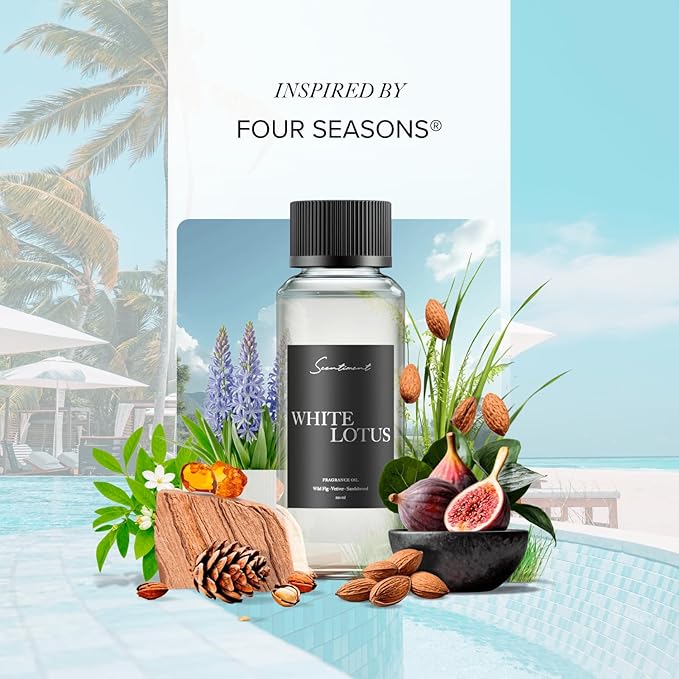Scentiment White Lotus Diffuser Oil – Wild Fig, Vetiver, Almond, Sandalwood Scent for Diffusers, Fragrance Oil – 1.69 fl oz (50 mL)
