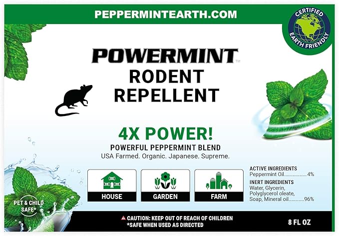 Powermint 8 Oz Peppermint Oil Rodent Repellent Spray
