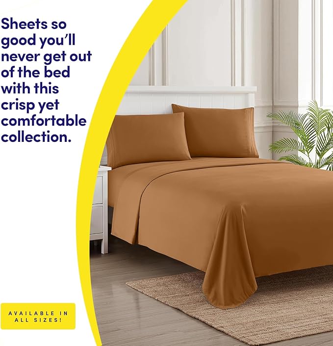 1500 Supreme Collection Queen Sheet Sets Mocha Brown - Luxury Hotel Bed Sheets and Pillowcase Set for Queen Mattress - Extra Soft, Elastic Corner Straps, Deep Pocket Sheets, Queen Mocha Brown