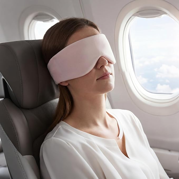 Silk Sleep Mask for Side Sleepers - Mulberry Silk Ultra Soft Light Blocking Eye Covers for Sleeping, Comfortable Eye Cover for Night Sleep Travel Airplane Home Sleepover Gift (Pink)