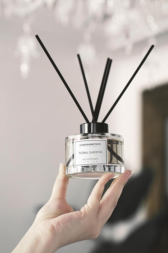 Gardenia Reed Diffuser Set - Luxury Fragrance Reed Diffusers for Home. Office, Bathroom, Kitchen and Home Decor - Long-Lasting Scent with Non-Toxic Oils (5.63 oz, 160ml)