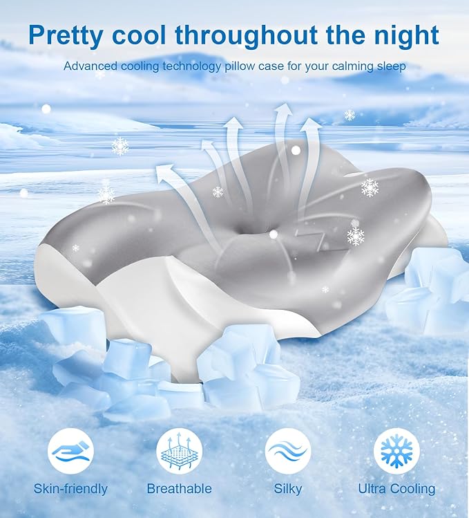 Neck Cervical Pillow, Side Sleeper Pillow for Neck Pain Relief, Support Ergonomic Contour Silky Smooth Luxury Memory Foam Pillows for Side/Back/Stomach Sleepers Pain Relief Neck (23.5x14.5x5.5in)